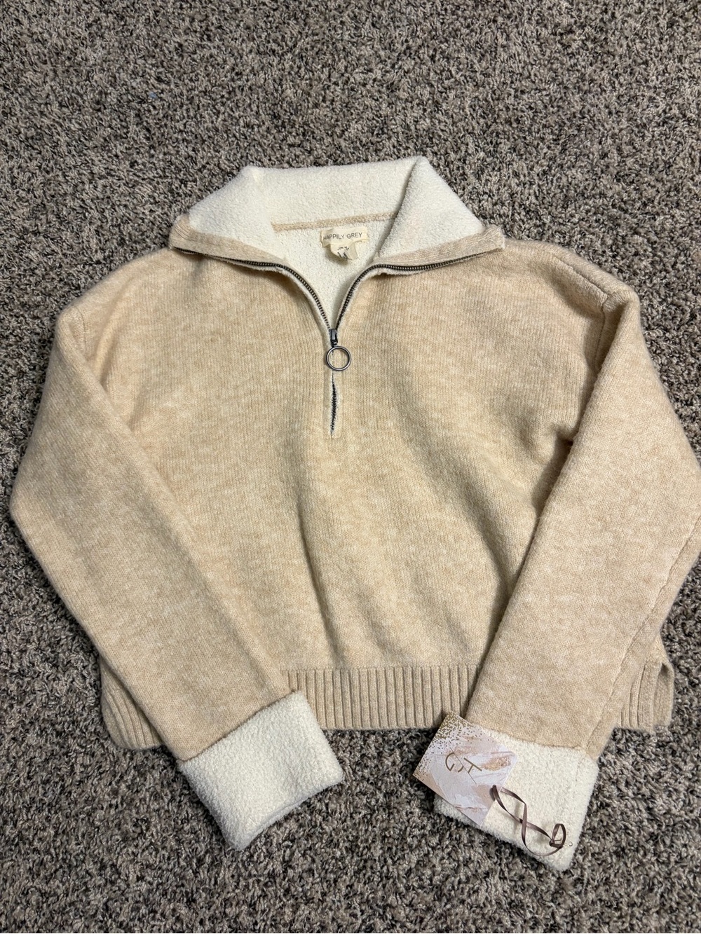 Cozy Cream Half-Zip Pullover from Happily Grey